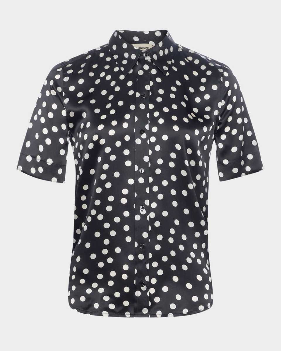 Ellah Polka-Dot Silk Blouse